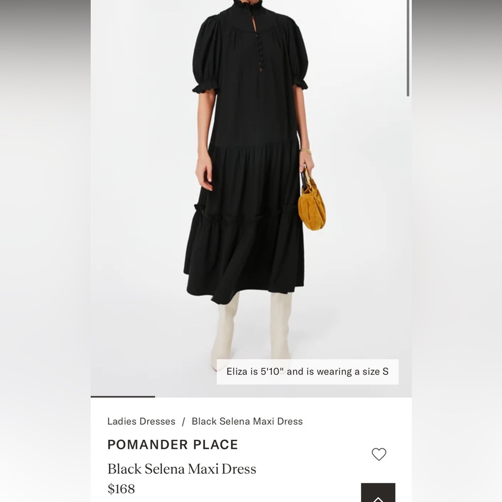 Pomander Place Black Puff Sleeve Maxi Dress